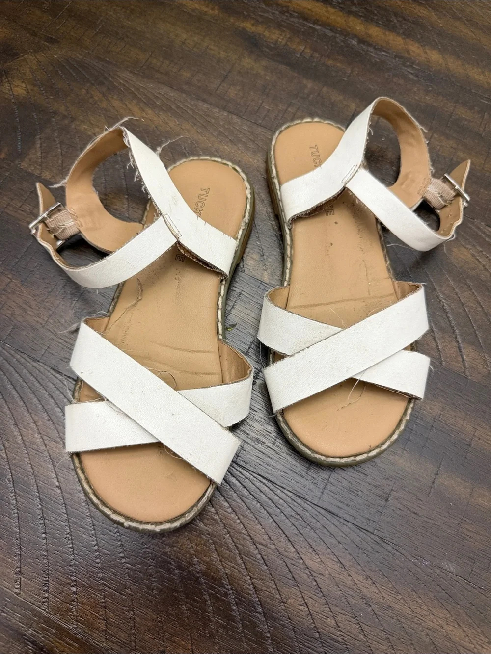 Tucker + Tate Cream Cross-Strap Girls' Sandals